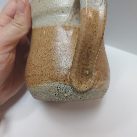 Vintage Studio Pottery Stoneware Jug and Cup Rustic Textured Earthy c1980-90s - Picture 5 of 8